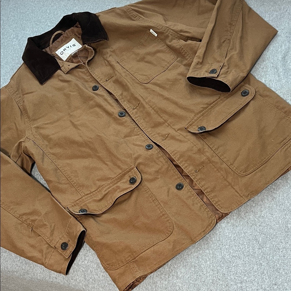 Orvis Chore Utility Field Jacket Mens Large Outdoor Brown Corduroy Collar